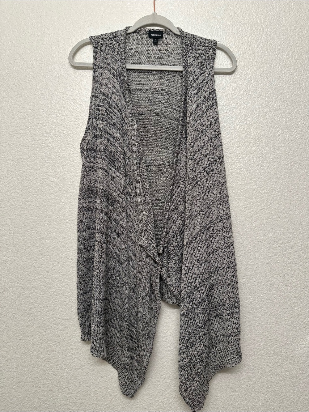 torrid Gray Marled Open-Front Sleeveless Cardigan Vest